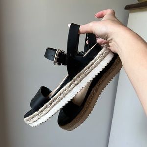 Black Espadrille Platform Sandals